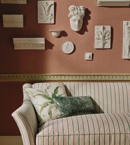 Dorney Stripe Fabric by Colefax and Fowler Red/Forest