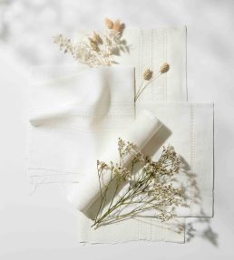 Drawn Thread Ladder Stitch Rows Fabric by Volga Linen Ivory White