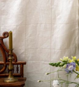 Drawn Thread Hemstitch Check Fabric by Volga Linen Ivory White