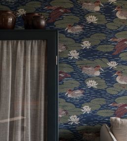 Duck Pond Wallpaper by Langelid Von Bromssen Deep Blue
