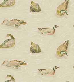 Duck Pond Wallpaper by Mulberry Home Emerald/Stone