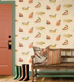 Duck Pond Wallpaper by Mulberry Home Teal