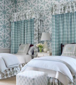 East India Wallpaper by Thibaut Blue and White