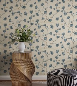 Ebba Wallpaper by Sandberg Blue