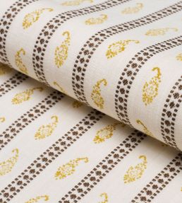 Eddie Woven Hand Block Print Fabric by Schumacher Yellow