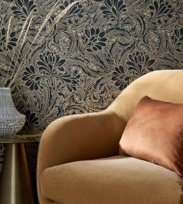 Eden Wallpaper by 1838 Wallcoverings Midnight
