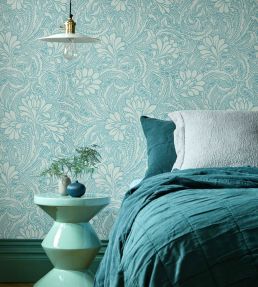 Eden Wallpaper by 1838 Wallcoverings Soft Teal