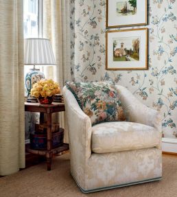 Edo Bloom Wallpaper by Anna French Blue on Pearl