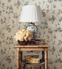 Edo Bloom Wallpaper by Anna French Blue on Pearl