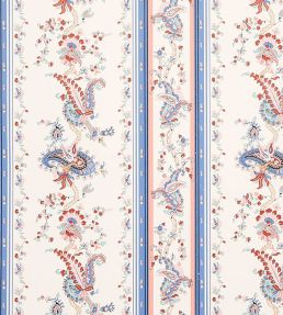 Elena Paisley Stripe Wallpaper by Schumacher Blue