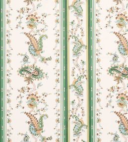 Elena Paisley Stripe Wallpaper by Schumacher Green
