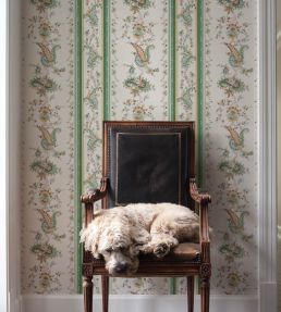 Elena Paisley Stripe Wallpaper by Schumacher Green