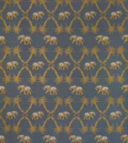 Elephant Palm Fabric by Barneby Gates Gunmetal / Gold