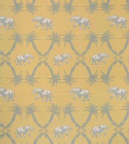 Elephant Palm Fabric by Barneby Gates Ochre / Blue