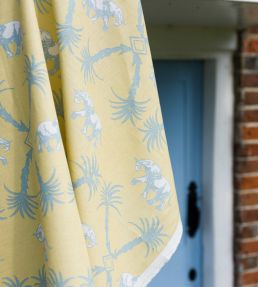 Elephant Palm Fabric by Barneby Gates Ochre / Blue