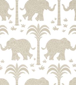 Elephant Wallpaper by Thibaut Beige