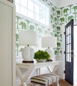 Elephant Wallpaper by Thibaut Beige