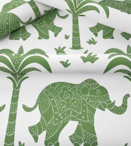 Elephant Wallpaper by Thibaut Beige