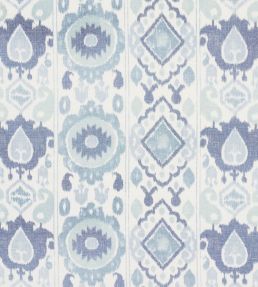 Elizia Ikat Fabric by Schumacher Mineral And Indigo