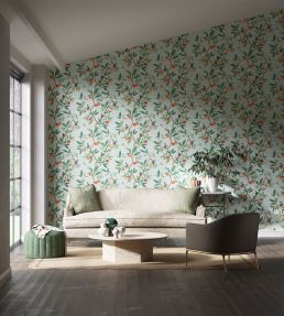 Ella Wallpaper by Harlequin Sky / Fig Leaf / Nectarine