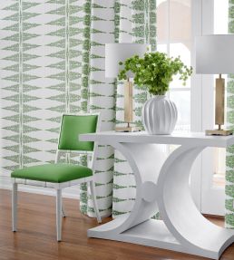 Ellery Stripe Wallpaper by Anna French Navy on Soft Teal