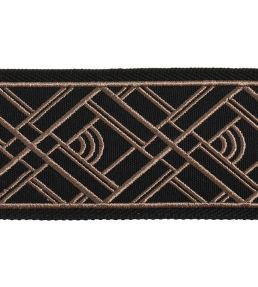 Cross Embroidered Braid 75mm Trimming by Houles Ebene