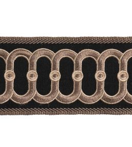 Embroidered Braid 75mm Trimming by Houles Ebene