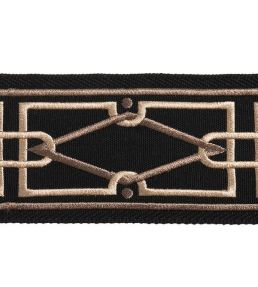 Diamond Embroidered Braid 75mm Trimming by Houles Ebene
