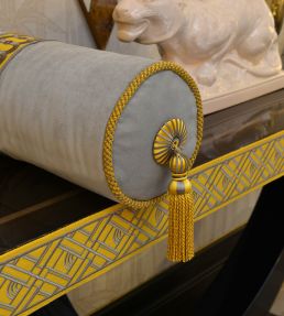 Cross Embroidered Braid 75mm Trimming by Houles Graphite
