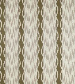 Embroidered Ikat Stripe Fabric by Zoffany Green Stone
