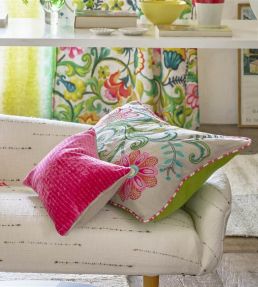 Embroidered Osier Damasse Cushion 45 x 60cm by Designers Guild Fuchsia
