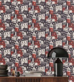 Emmas Apartment Wallpaper by Mini Moderns Harvest Orange