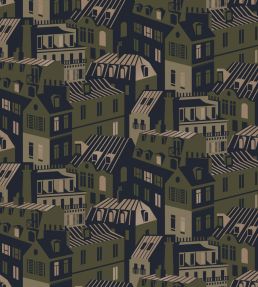 Emmas Apartment Wallpaper by Mini Moderns Olive & Gold