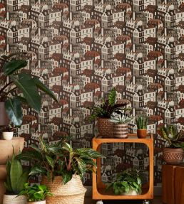 Emmas Apartment Wallpaper by Mini Moderns Weathered Cedar & Copper
