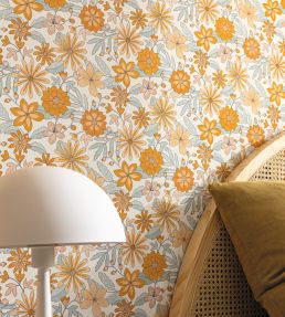 Emy Wallpaper by Caselio Orange Bleu