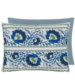 Enamel Flower Cushion 40 x 30cm by Designers Guild Indigo