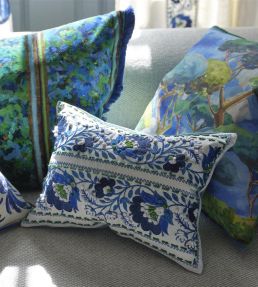 Enamel Flower Cushion 40 x 30cm by Designers Guild Indigo
