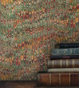 End Paper Wallpaper by Mulberry Home Red/Green
