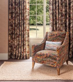 End Paper Velvet Fabric by Mulberry Home Teal/Spice