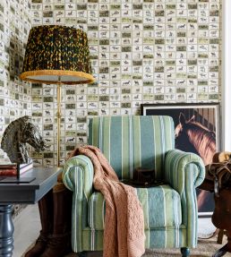 English Equestrian Stamps Wallpaper by MINDTHEGAP Taupe/Green/Brown