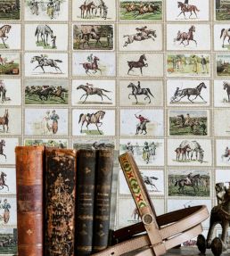English Equestrian Stamps Wallpaper by MINDTHEGAP Taupe/Green/Brown