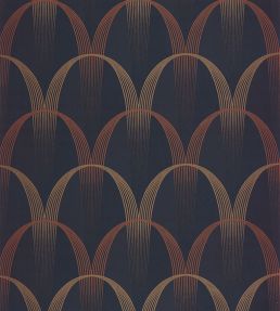 Entree Des Artistes Wallpaper by Casadeco Bleu Encre / Terracotta