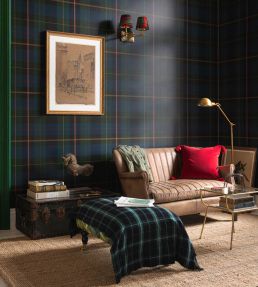 Equestrian Plaid Wallpaper by MINDTHEGAP Burgundy