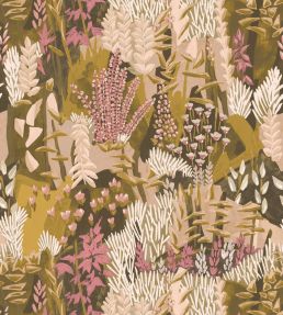 Erica Wallpaper by Casamance Vert Mousse/Blush