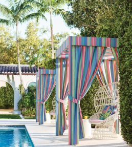 Esprit Stripe Fabric by Thibaut Cornflower and Peony