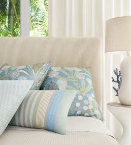 Esprit Stripe Fabric by Thibaut Cornflower and Peony
