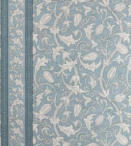 Etched Scrolling Tulip Wallpaper by Morris & Co Faded Indigo