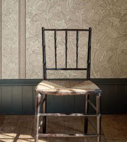 Etched Scrolling Tulip Wallpaper by Morris & Co Parchment