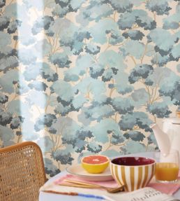 Ete Wallpaper by Caselio Bleu Beige