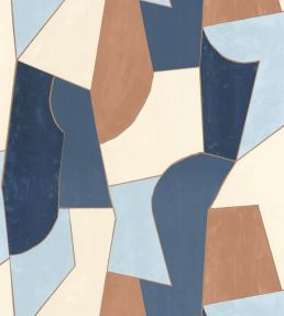 Etoffe Wallpaper by Caselio Bleu Camel Or